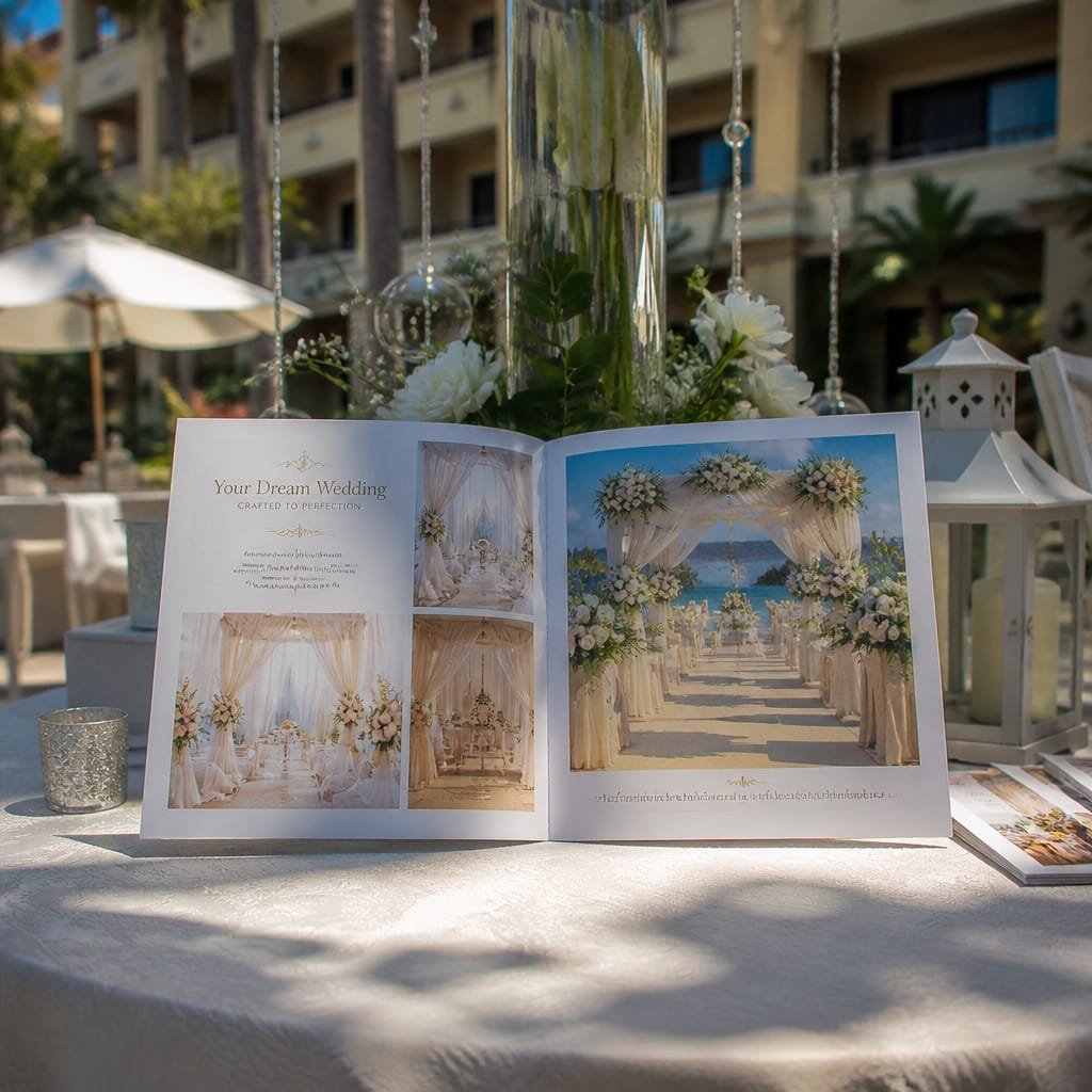 Wedding venue marketing brochure with storytelling